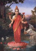 Raja Ravi Varma Goddess Lakshmi oil painting on canvas
